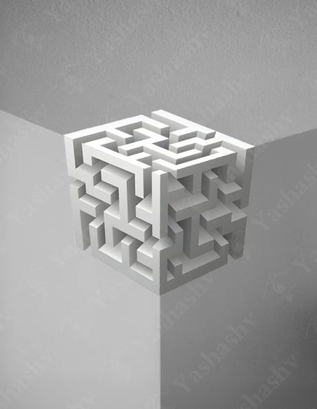 3D Cube Illusion Corner Wall Sticker for 90° Corners | Geometric Optical Illusion Wall Decal | Peel & Stick Wall & Ceiling Decor | MazeCube