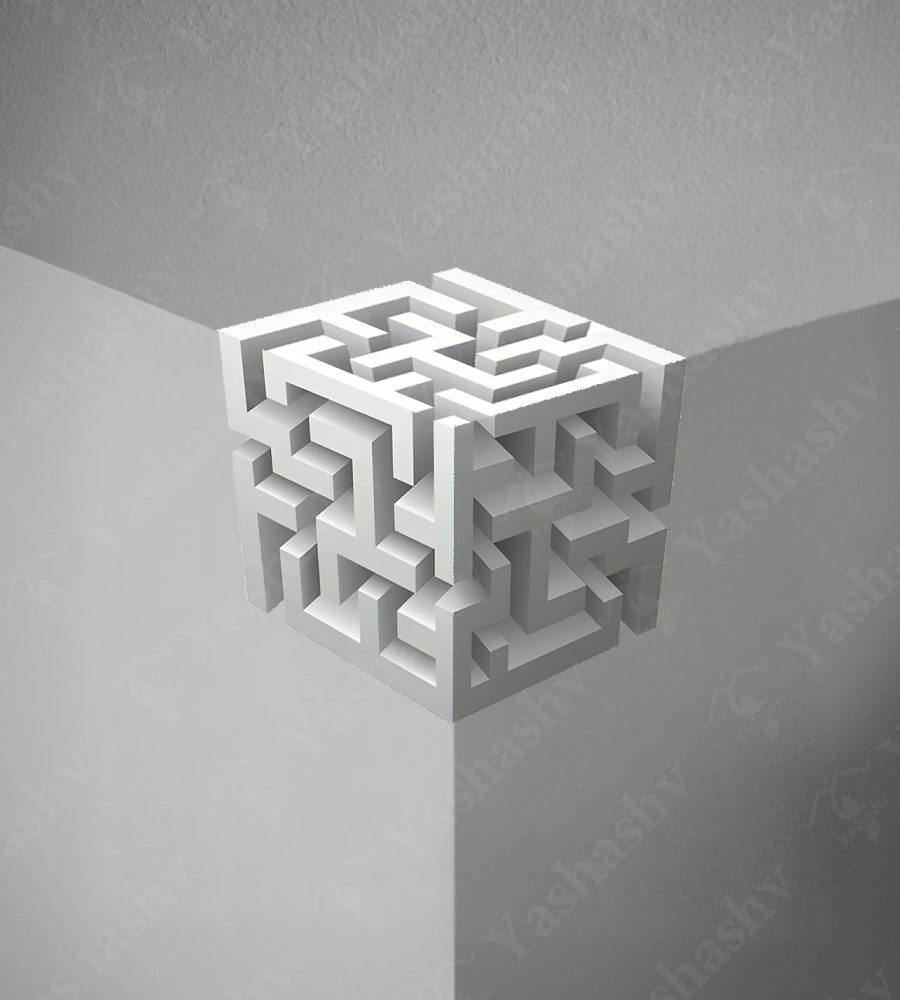 3D Cube Illusion Corner Wall Sticker for 90° Corners | Geometric Optical Illusion Wall Decal | Peel & Stick Wall & Ceiling Decor | MazeCube
